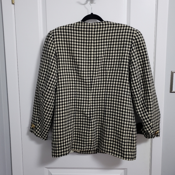 BRAEMAR JEREMY SCOTT 100% Wool Houndstooth Gold Buttons Blazer Jacket - Picture 5 of 14